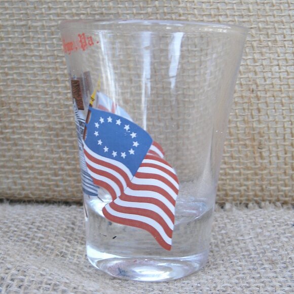 Vintage Valley Forge PA Liberty Bell & Flags Shot Glass - Picture 4 of 13